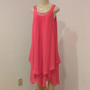 SL Fashions Pink Embellished Asymmetrical Dress